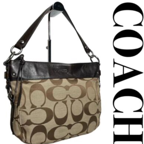 Coach Brown and Tan Monogram Shoulder Bag - Picture 1 of 17